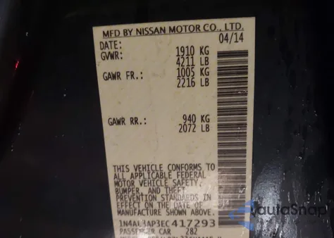 2014 Nissan Altima 2.5 S from USA, damaged, VIN 1N4AL3AP3EC417293